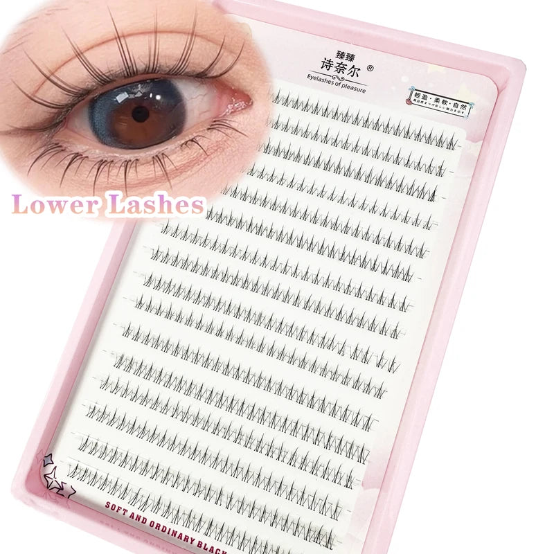 384PCS Black V-Shape False Eyelash Clusters for Natural Bottom Lash Makeup