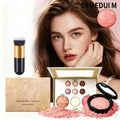 All-in-One Full Face Baked Makeup Palette with Brush - Travel-Ready, Versatile Colors