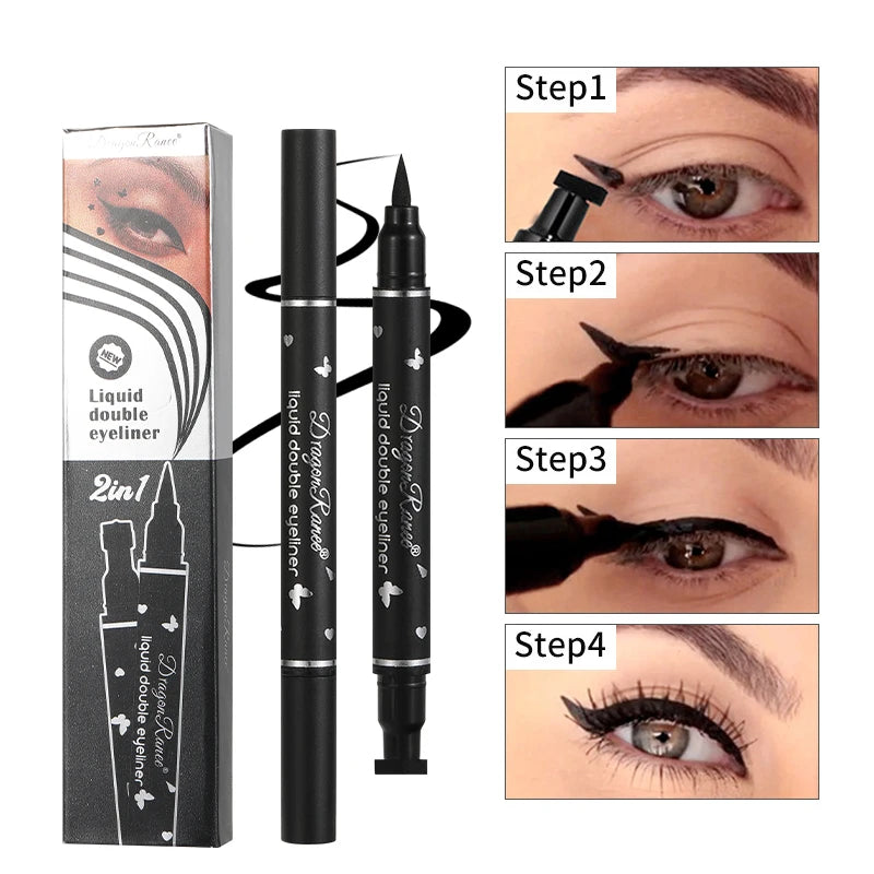 Double-Ended Waterproof Eyeliner Pen - Smudge-Proof Liquid Makeup
