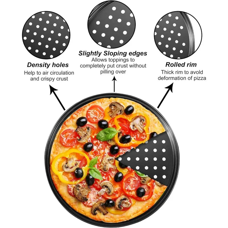 28cm Round Pizza Pan with Holes for Oven Baking Nonstick Steel Pizza Tray