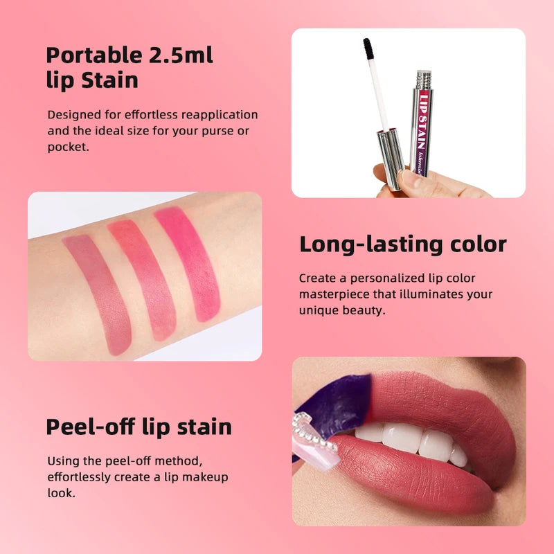 Long Lasting Waterproof Lip Ink Matte Lip Tint Peel Off Liquid Lipstick