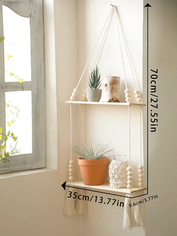 Wooden Wall Hanging Shelves for Plants & Storage - Rustic Floating Shelves