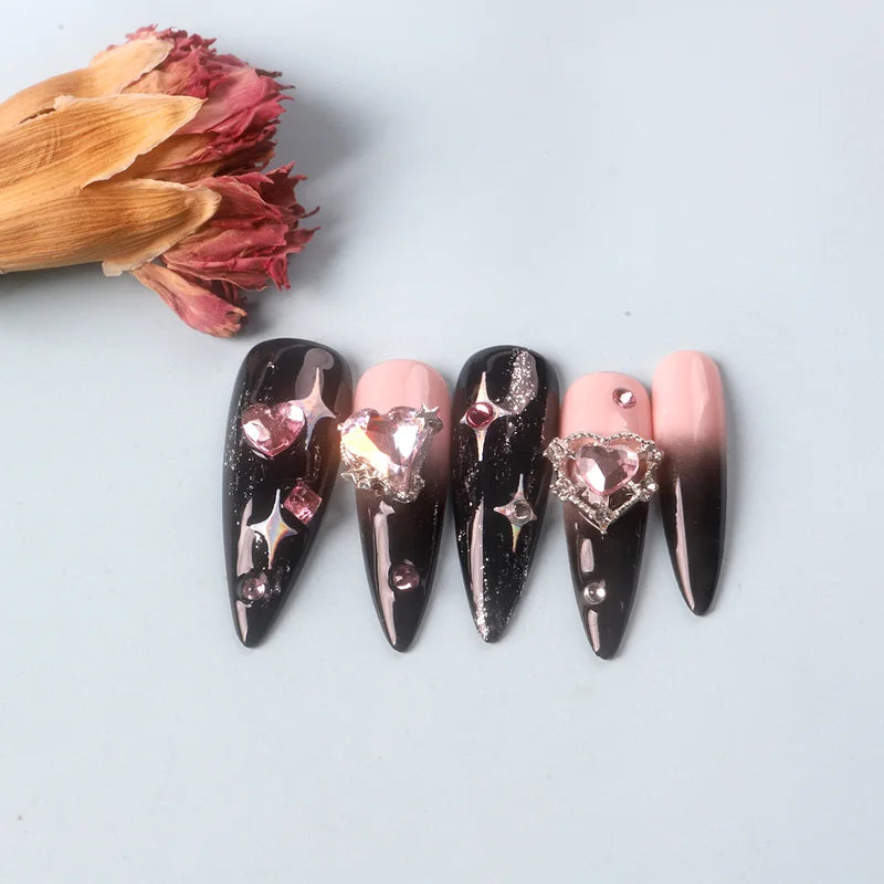 20Pcs Nail Charms Heart Rhinestones Nail Art Decorations for Manicure