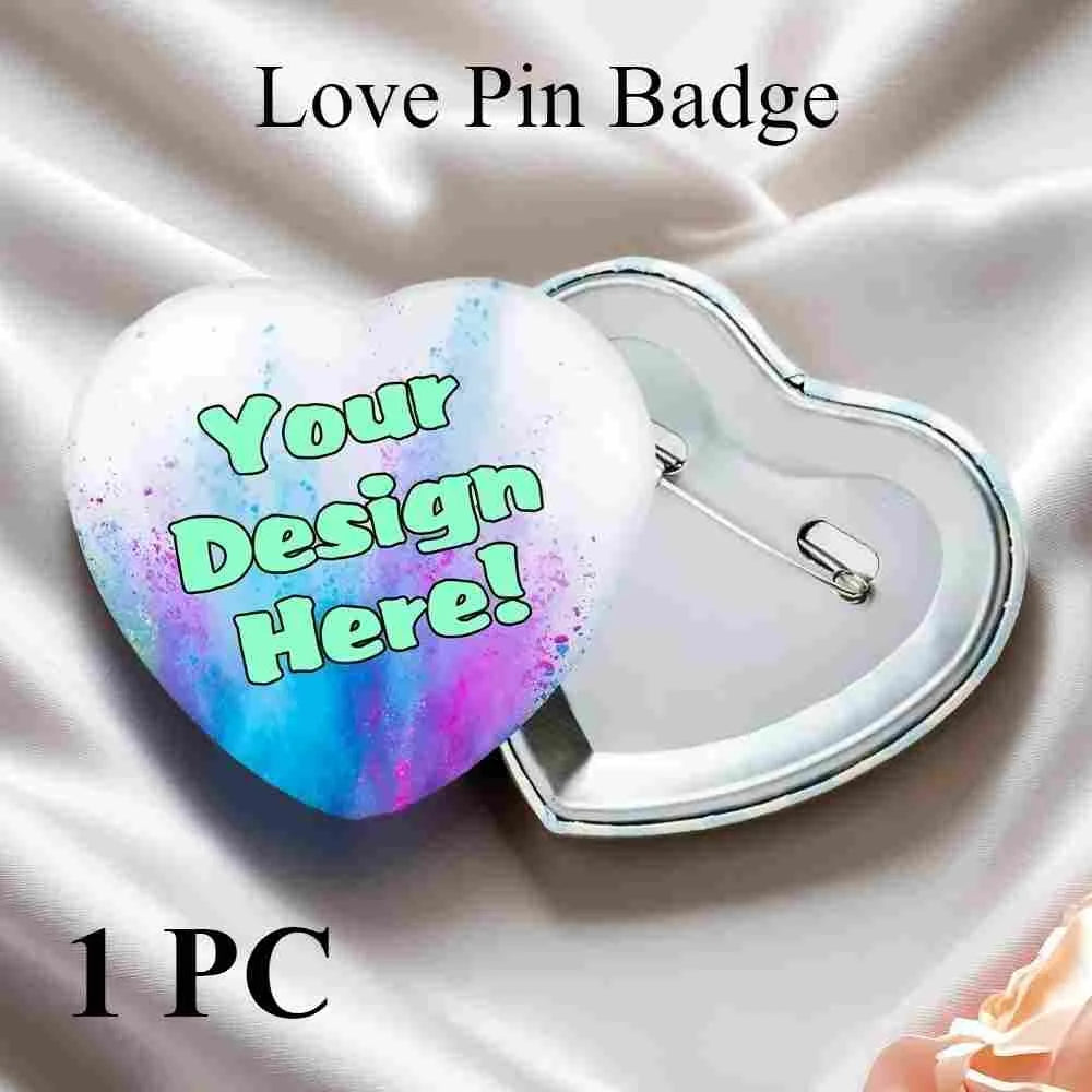 Customized Heart-Shaped Badge Pins with Logo and Text Personalization Gift for Kids & Loved Ones