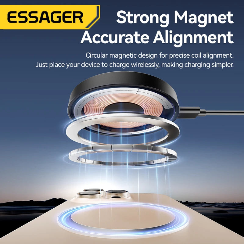 15W Magnetic Wireless Charger with Holder for iPhone & AirPods - Fast Charging