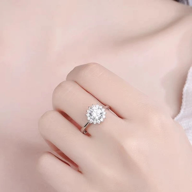 2ct Moissanite Sterling Silver Engagement Ring for Women Wedding Jewelry