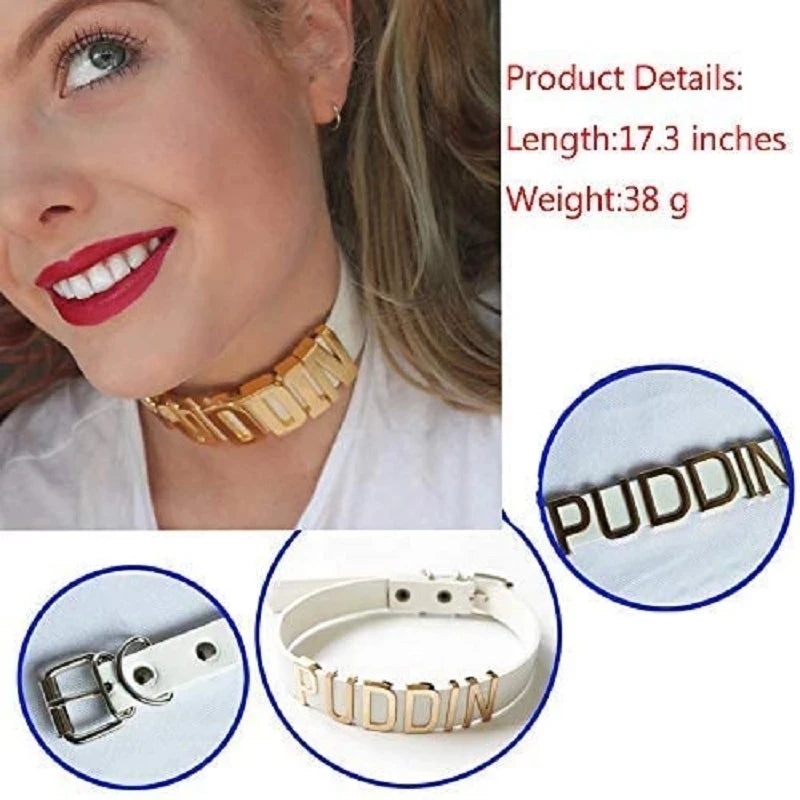 Harleen Quinzel Puddin Cosplay Choker Necklace Halloween Costume Accessory