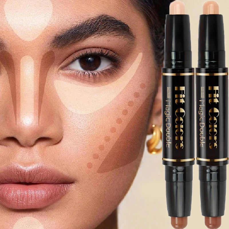 Double-Head Contouring & Highlight Stick for Face Makeup - Bronzer & Concealer Pen