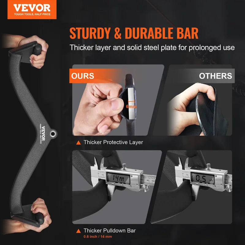Heavy-Duty Lat Pulldown Cable Attachment with Rubber-Coated Handle for Strength Training