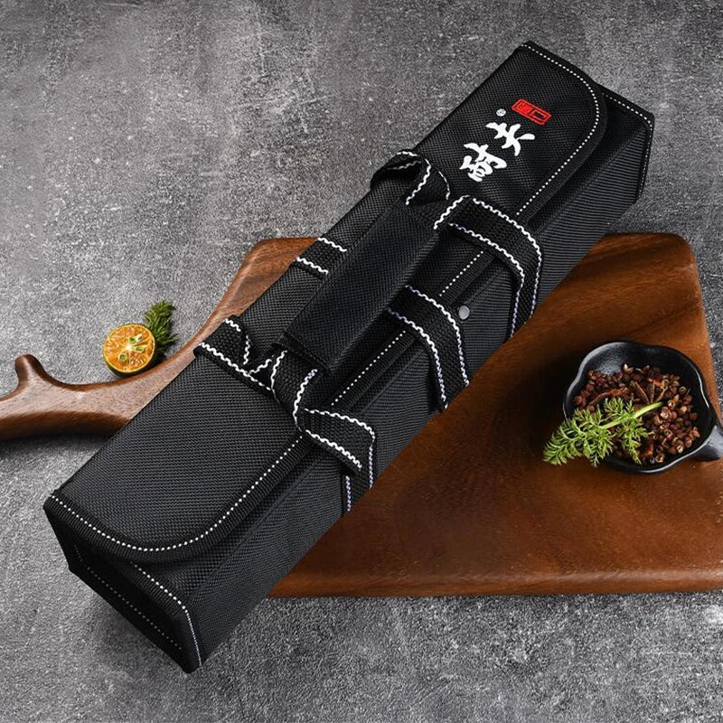 Portable Chef Knife Storage Bag Oxford Fabric Roll Case for Kitchen & Camping