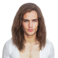 Men's 40cm Fluffy Short Curly Brown Wig for Halloween & Cosplay
