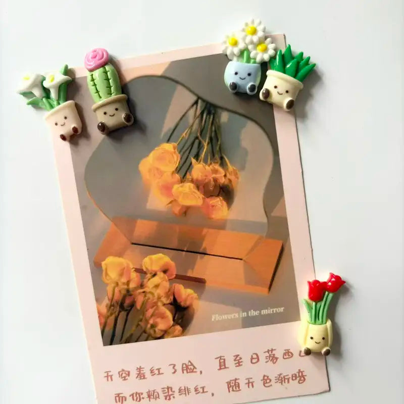 Mini Cactus Fridge Magnets 10-Pack - Cute Potted Plant Refrigerator Decor