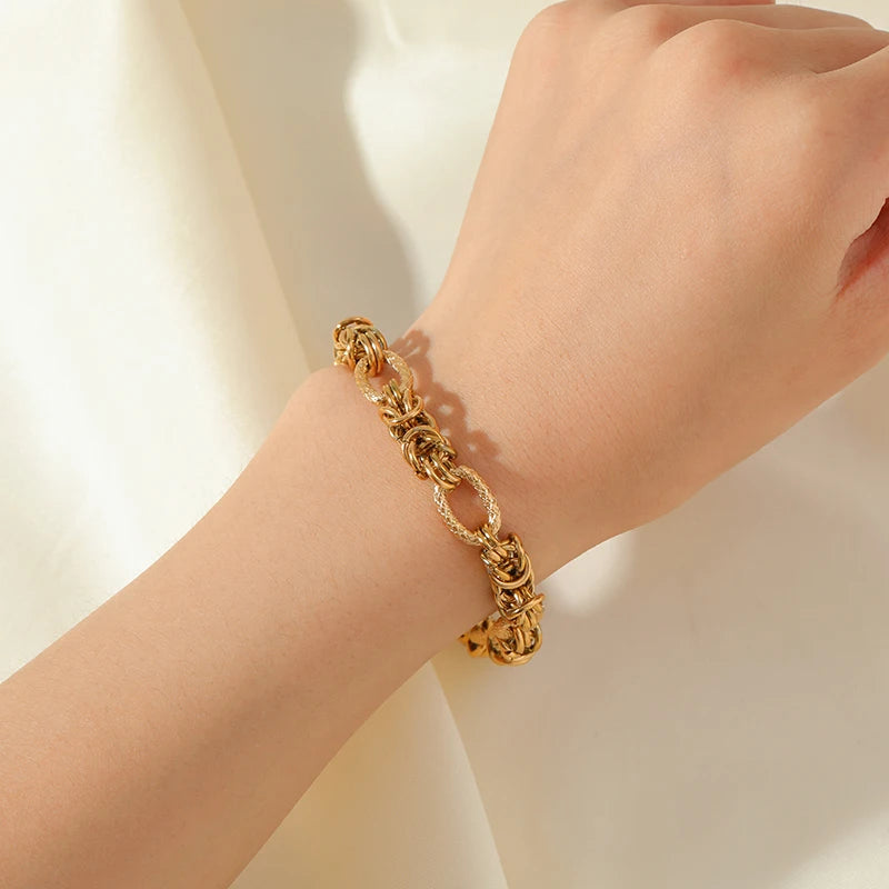 Trendy 316L Stainless Steel Twisted Bracelet Bangles for Women - Gold Plated Waterproof Jewelry Gift