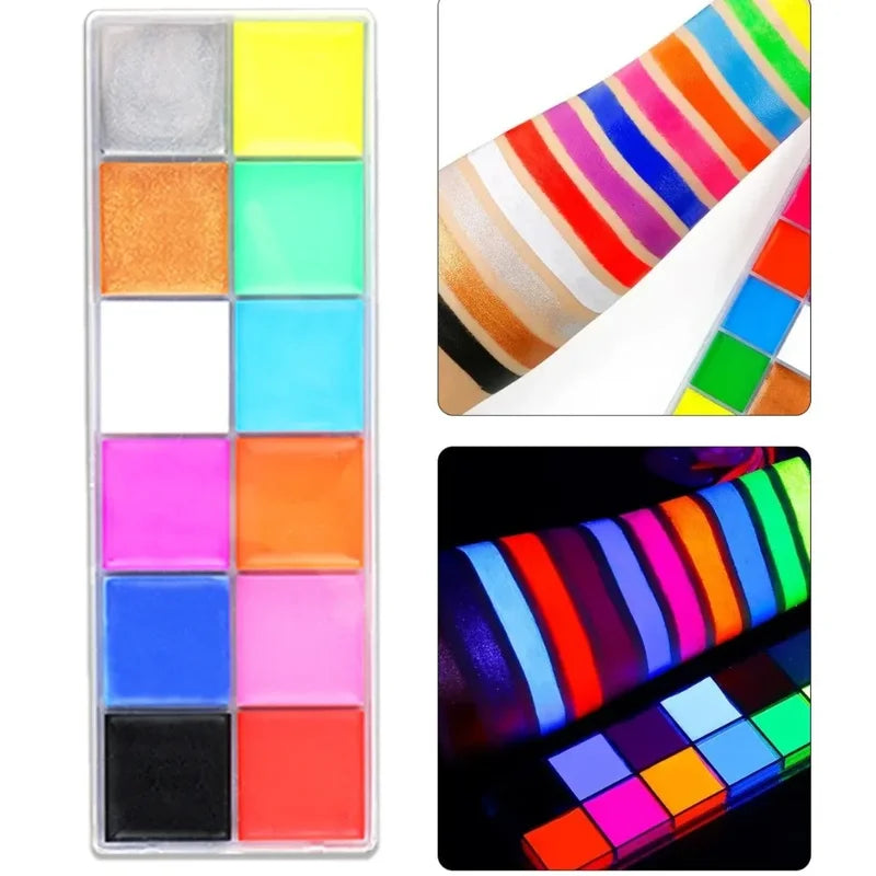 20 Color Professional Face & Body Paint Palette Waterproof Long Lasting Cosmetic for Halloween & Cosplay