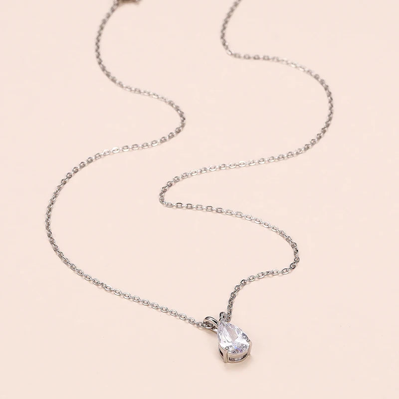 Elegant Water Drop Cubic Zirconia Necklace for Women - Gift & Wedding Jewelry