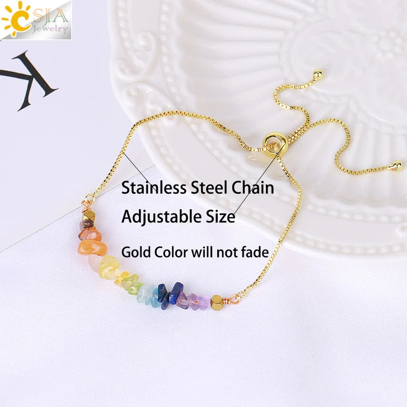 Healing Chakra Crystal Bracelet with Natural Stones for Women