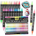Dual-Color Acrylic Paint Markers Set - 48 Water-Based Quick-Dry Paint Pens for Crafts