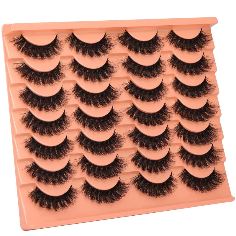 14 Pairs Russian Mink Fluffy 3D False Eyelashes Makeup Set - Thick & Messy Look