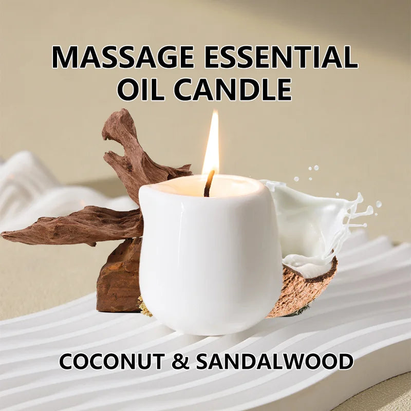 Natural Scented Massage Oil Candle with Coconut Wax - Hydrating, Low Heat, 1.69 oz