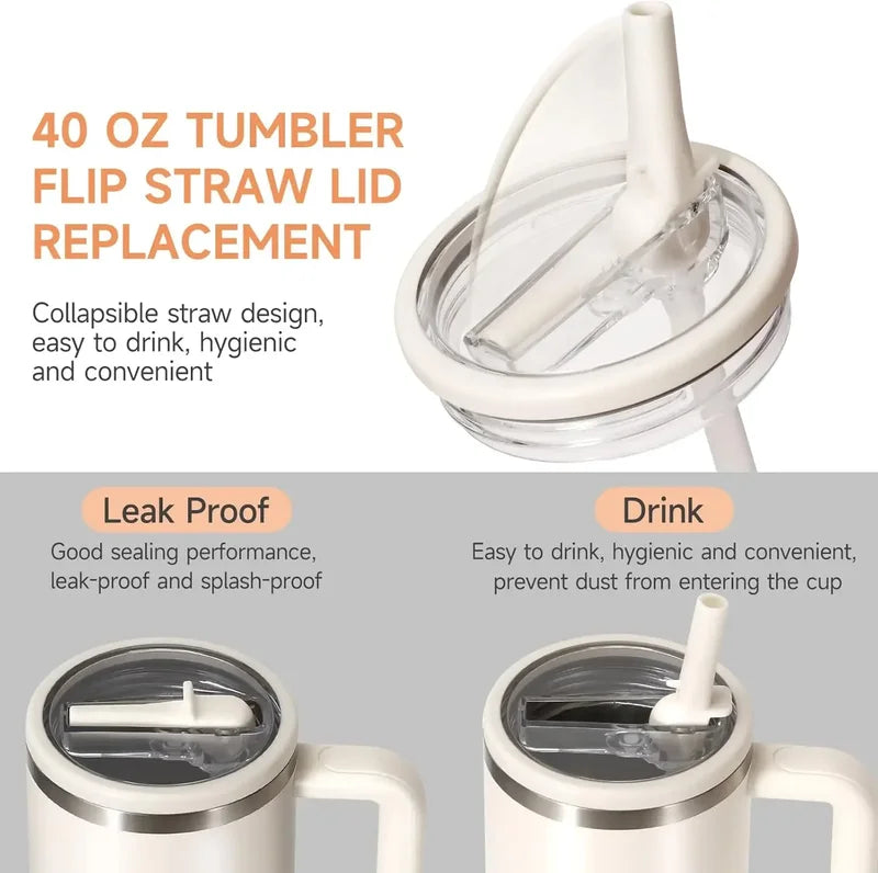 40oz Leak Proof Flip Straw Tumbler Lid Replacement for Stanley Cup - Spill-proof Cover