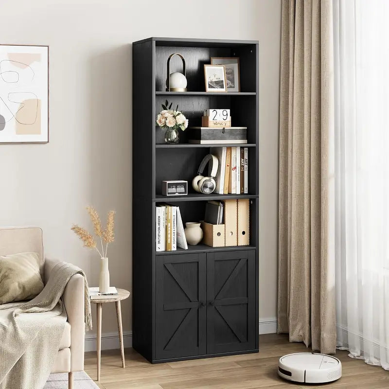 Farmhouse Wooden Display & Storage Cabinet with Barn Doors - 71.4 Inch
