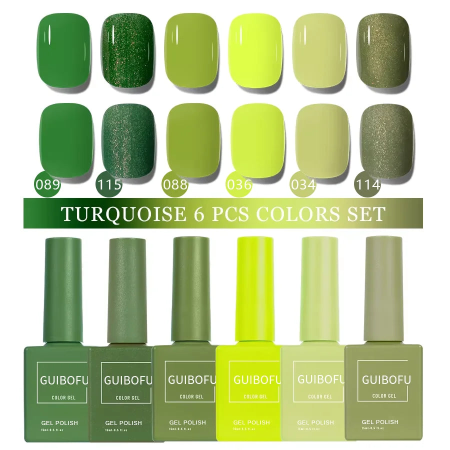 6-Pack 15ml Gel Nail Polish Set Semi-Permanent UV Varnish for Manicure & Nail Art