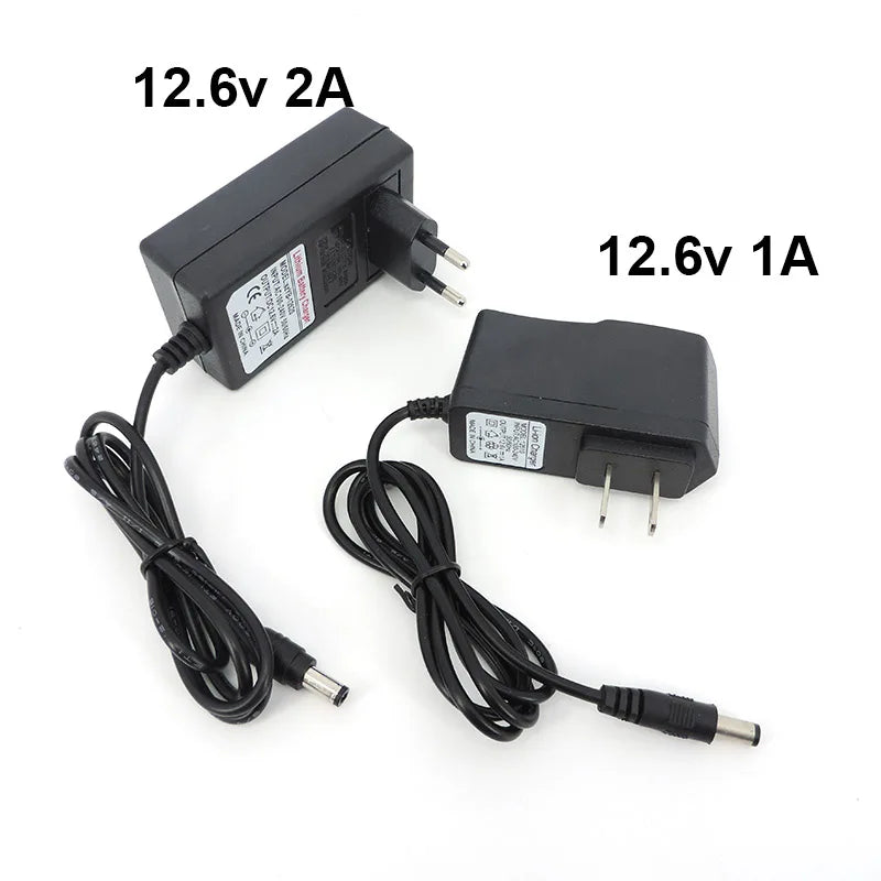 12.6V 1A 2A Power Wall Charger Adapter for Lithium Batteries EU US UK Plugs
