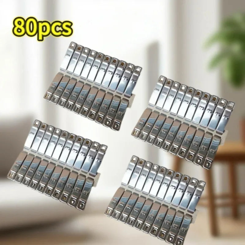 Stainless Steel Clothes Pins Set - Windproof Laundry Clips, Multi-Use Clothespins
