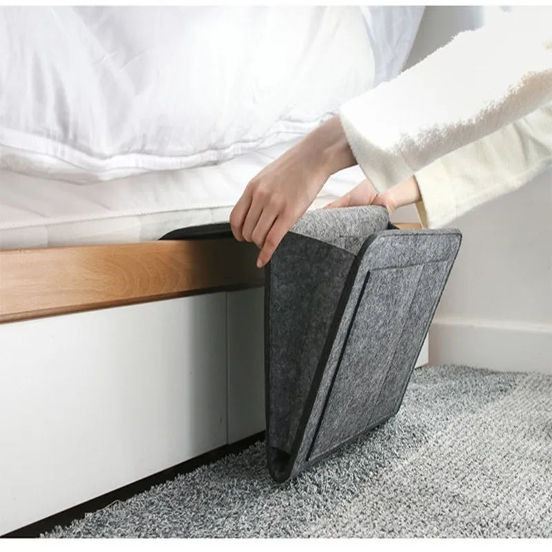 Multi-Use Storage Bag for Dorms Bed Sofa Bedroom Organizers with Felt Material