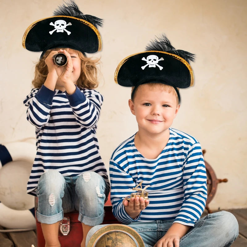Pirate Skull Hat and Eye Patches Costume Accessories for Kids Halloween Party