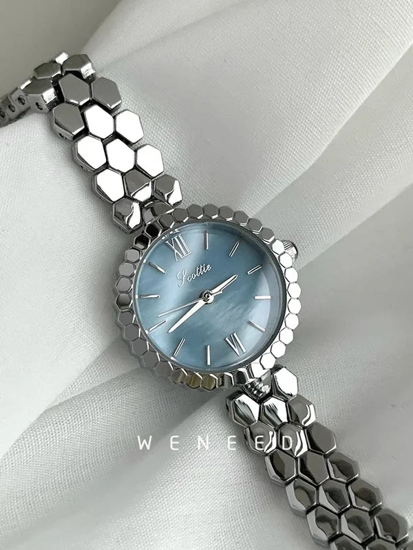 Women’s Vintage Silver Watch with Leather Strap Japanese Quartz Gift for Ladies