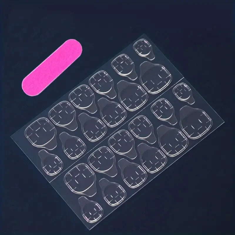 96pcs Almond-Shaped Press-On Nails - Medium Length Pink & White Gradient French Design Glossy Finish