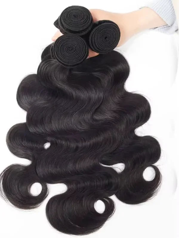 Human Hair Extensions 3 Bundles Brazilian Virgin Body Wave Hair - Natural Color