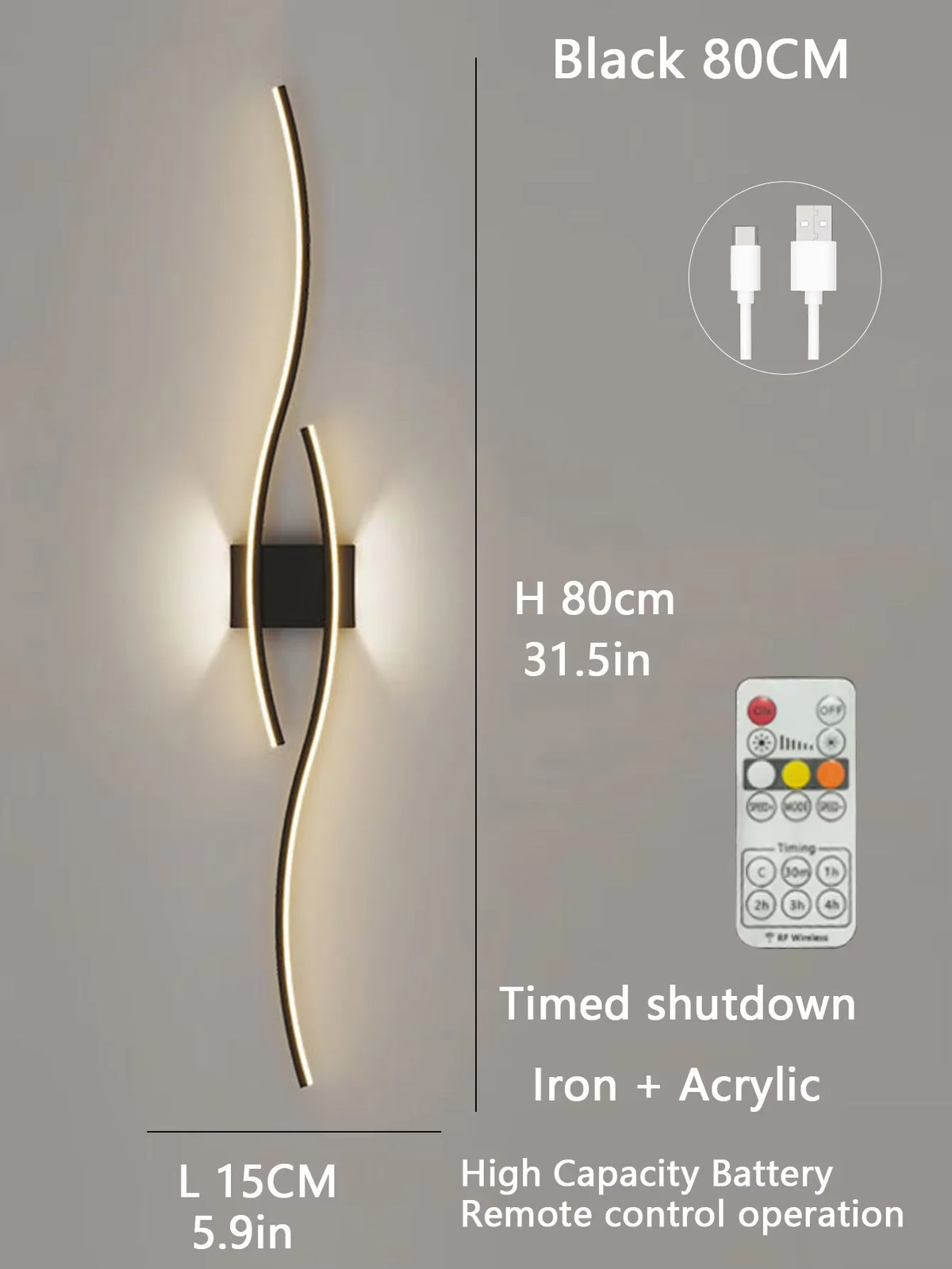 Minimalist LED Wall Light with Curved Wave Design - Dimmable Indoor Sconce for Living Room Bedroom Corridor