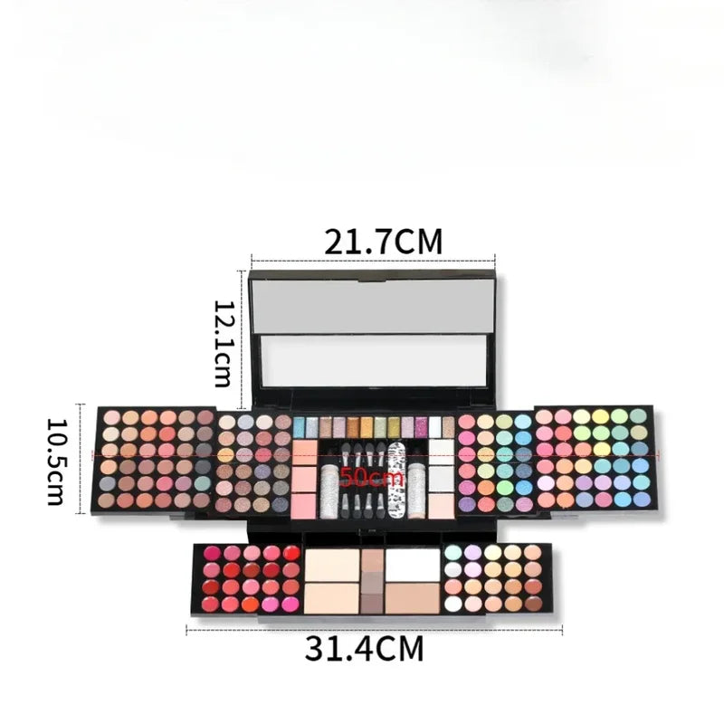 All-in-One Makeup Kit with Eyeshadow, Lipstick, Blush, Concealer & Mirror - Multi-Functional Gift Set