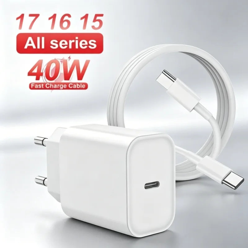 PD 40W USB C Fast Charging Cable for iPhone 15/16/17 Pro Max - Data & Power Cable