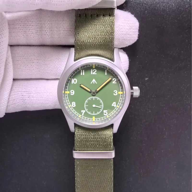 Men's Quartz Watch 37mm Waterproof Luminous Military Style with Sapphire Glass