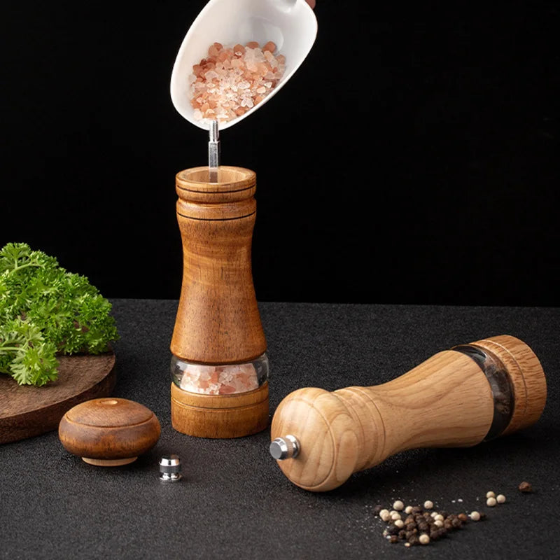 Manual Pepper Grinder with Acrylic and Rubber Wood, Ceramic Core - Seasoning Mill