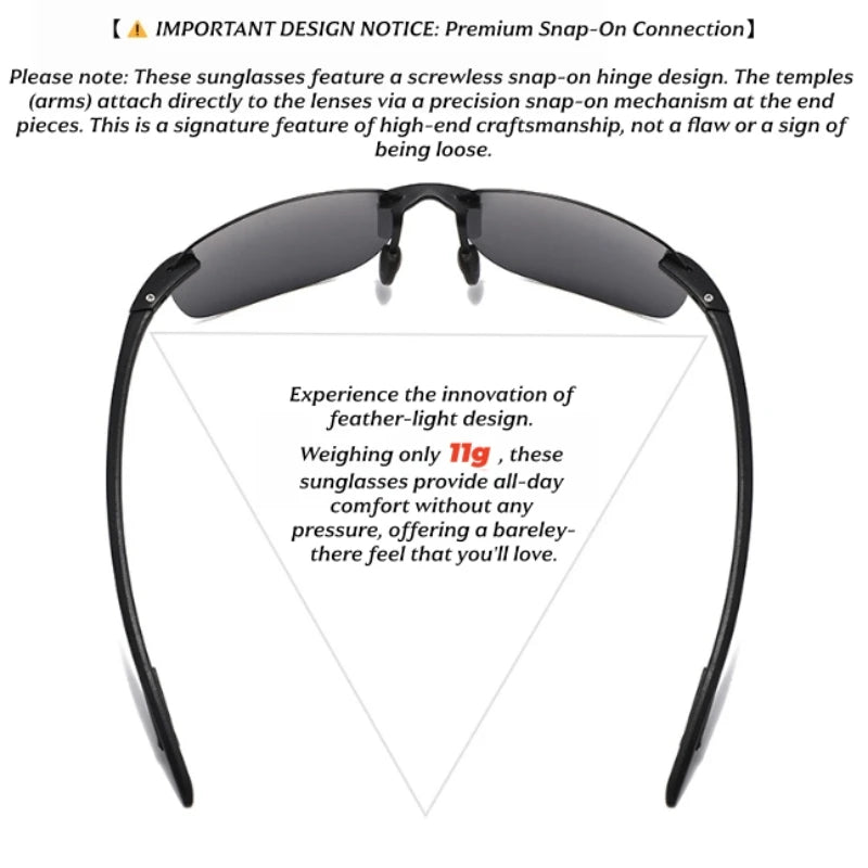 Ultra Light Frameless Polarized Sunglasses - Flexible Square Outdoor Eyewear