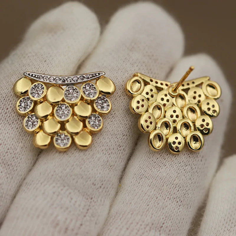 Luxury Crystal Geometric Stud Earrings for Women - Zirconia Jewelry
