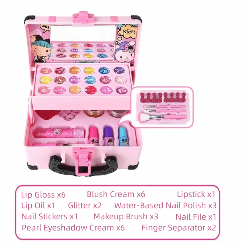 Children's Makeup Set with Lipstick and Eyeshadow - Safe Non-Toxic Cosmetic Toy for Girls