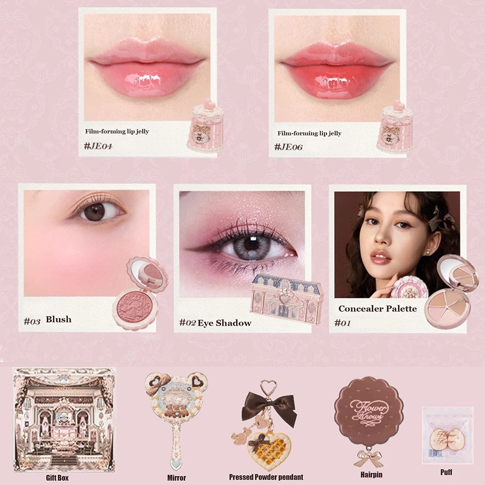 All-in-One Makeup Gift Set with Eyeshadow Blush Lip Jelly & Perfume - 10 PCS