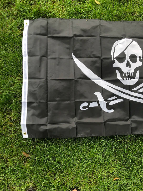 Pirate Flag 3x5ft Double Broken Skull with Knife for Indoor Outdoor Decoration