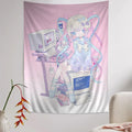 Cyber Yandere Girl Tapestry Wall Art - Kawaii Aesthetic Bedroom Decor