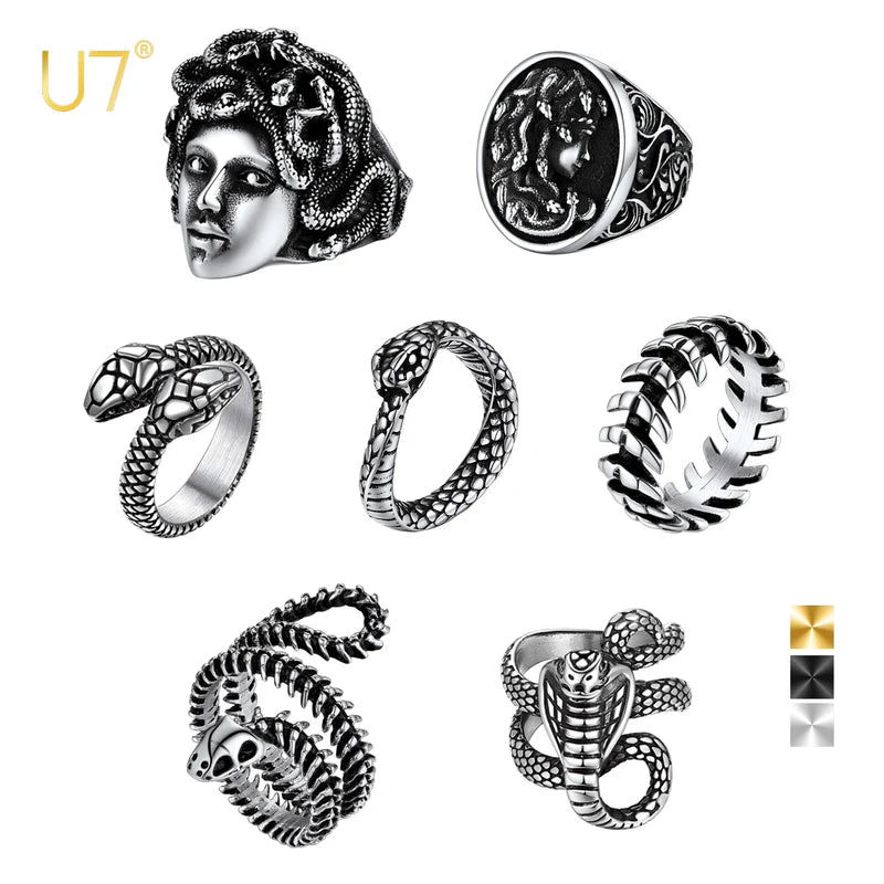 Snake Ring for Men & Women - Gothic Ouroboros Serpent Stainless Steel Jewelry