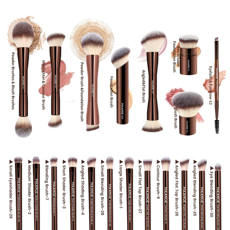 20-Piece Makeup Brush Set with Storage Bag - Foundation, Blush, Eyeshadow Tools