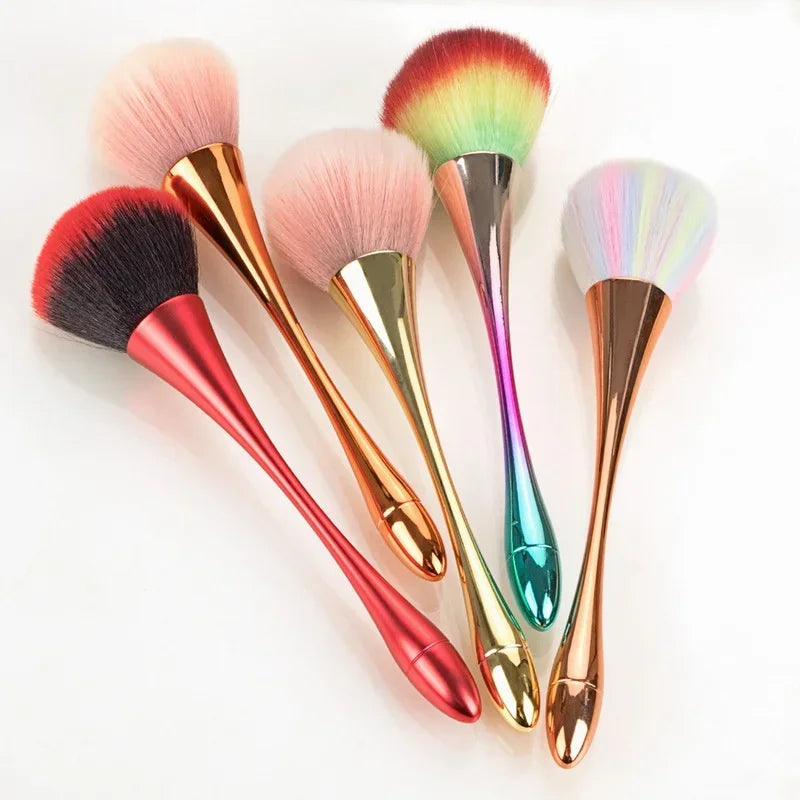 Rose Gold Powder Blush Makeup Brush Set with Soft Hair for Cosmetics and Nail Dust Cleaning