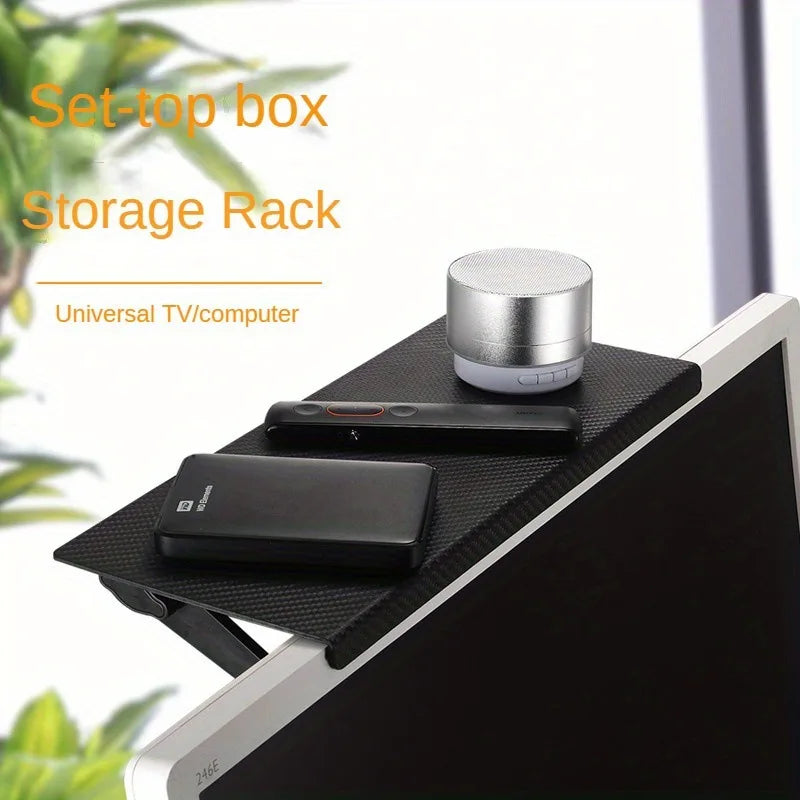 Adjustable TV Screen Top Storage Shelf Monitor Organizer Desktop Rack