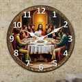 Religious Last Supper Wooden Wall Clock Spiritual Home Decor 10/12 Inch