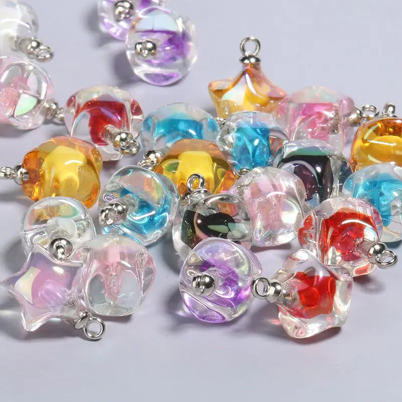 10pcs Clear AB Colorful Star Acrylic Charms Beads Pendant Jewelry Making Supplies